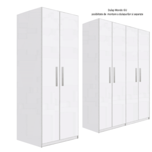 Mobilier Dormitor Mondo 6U, Dulap cu H220 cm, Alb