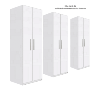 Mobilier Dormitor Mondo 6U, Dulap cu H220 cm, Alb
