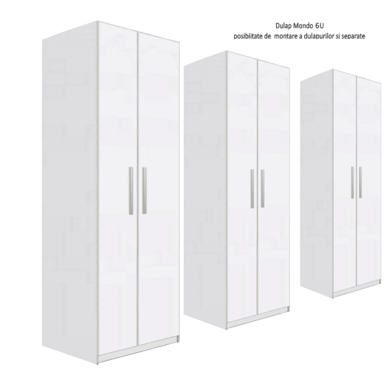 Mobilier Dormitor Mondo 6U, Dulap cu H220 cm, Alb