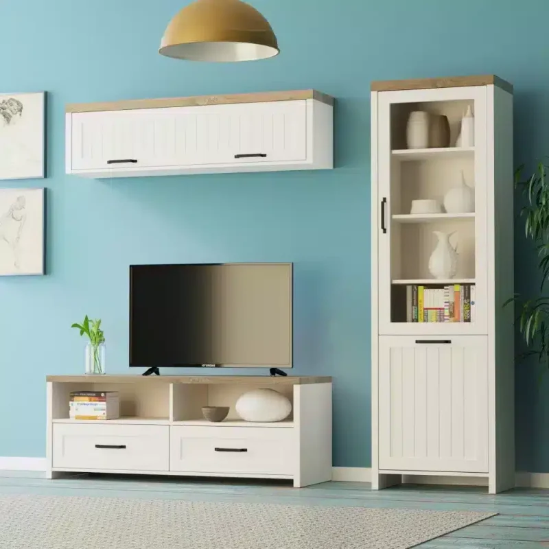 Modul Living Verne suspendat Alb / Stejar Pietros H35 x L138 x A30 cm cu 1 usa