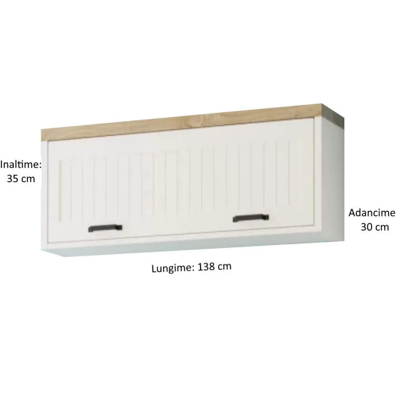 Modul Living Verne suspendat Alb / Stejar Pietros H35 x L138 x A30 cm cu 1 usa