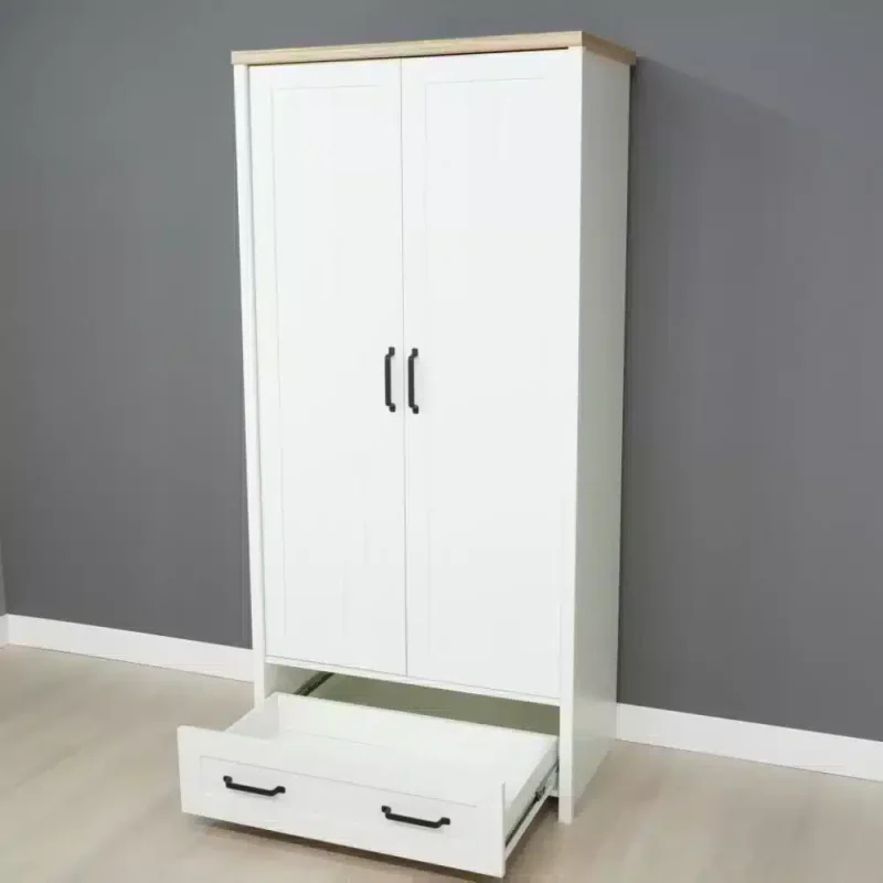 Dulap 2 usi cu sertar Alb / Stejar Pietros L89 x H192 x A53 cm