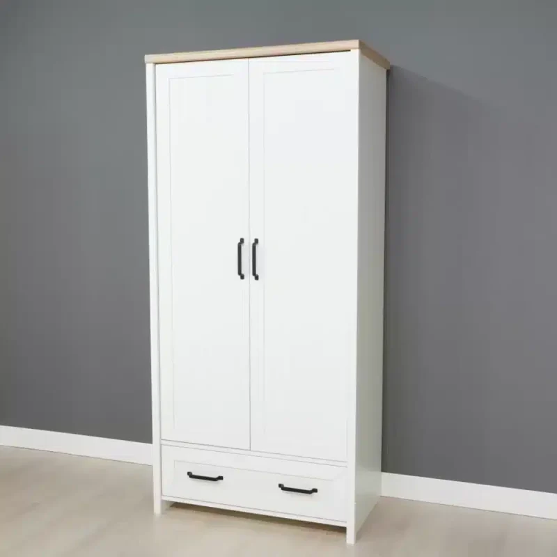 Dulap 2 usi cu sertar Alb / Stejar Pietros L89 x H192 x A53 cm