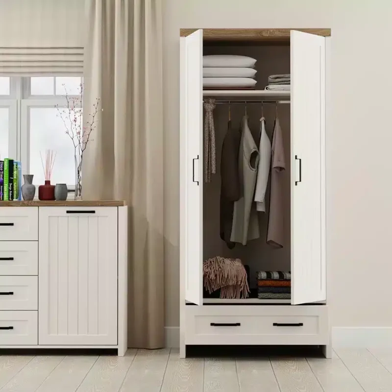 Dulap 2 usi cu sertar Alb / Stejar Pietros L89 x H192 x A53 cm