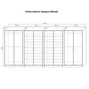 Dulap Mondo 8, Stejar Monaco Alb, L320xH220xA50 cm,balamale cu amortizor