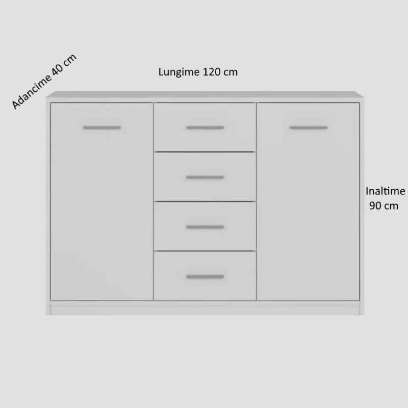 Comoda Scarlet Stejar Ferrara/Grafit H 90 x L 120 x A 40 cm PAL 18 mm