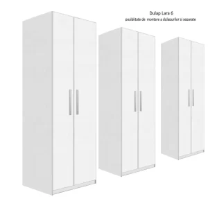 Dulap Lara 6 usi, Alb, L270xH200xA50 cm