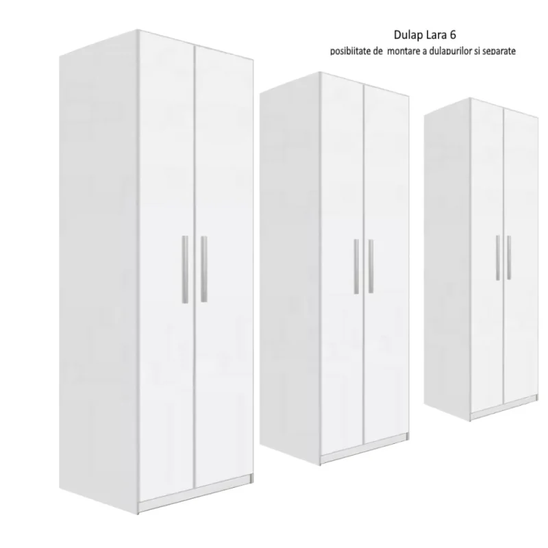 Dulap Lara 6 usi, Alb, L270xH200xA50 cm