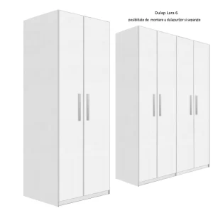Dulap Lara 6 usi, Alb, L270xH200xA50 cm