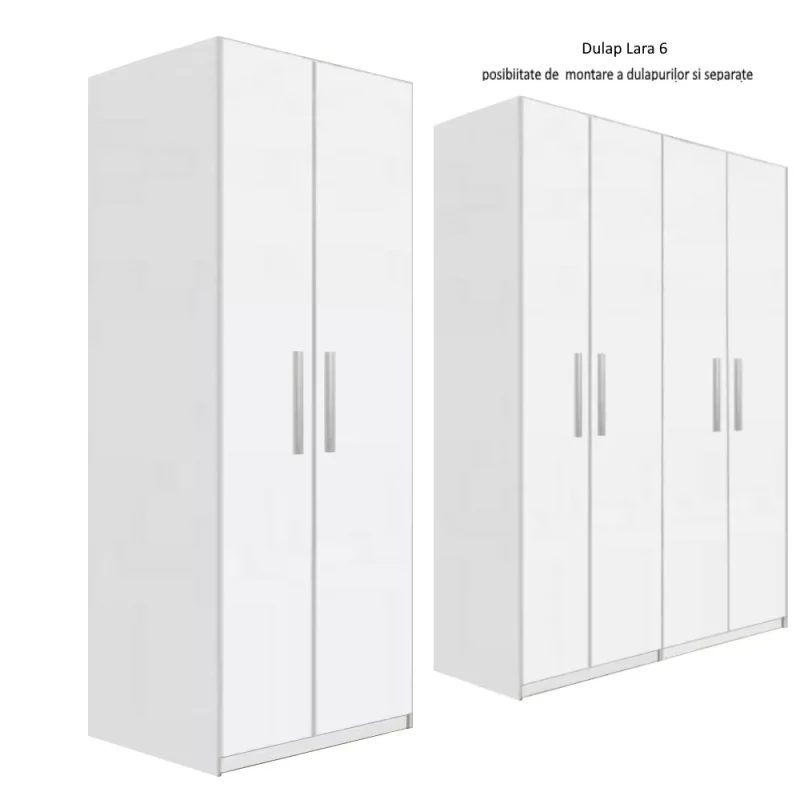 Dulap Lara 6 usi, Alb, L270xH200xA50 cm