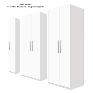 Dulap Mondo 5 Alb aranjare 1 dulap alb cu 8 polite si 2 bare de umerase