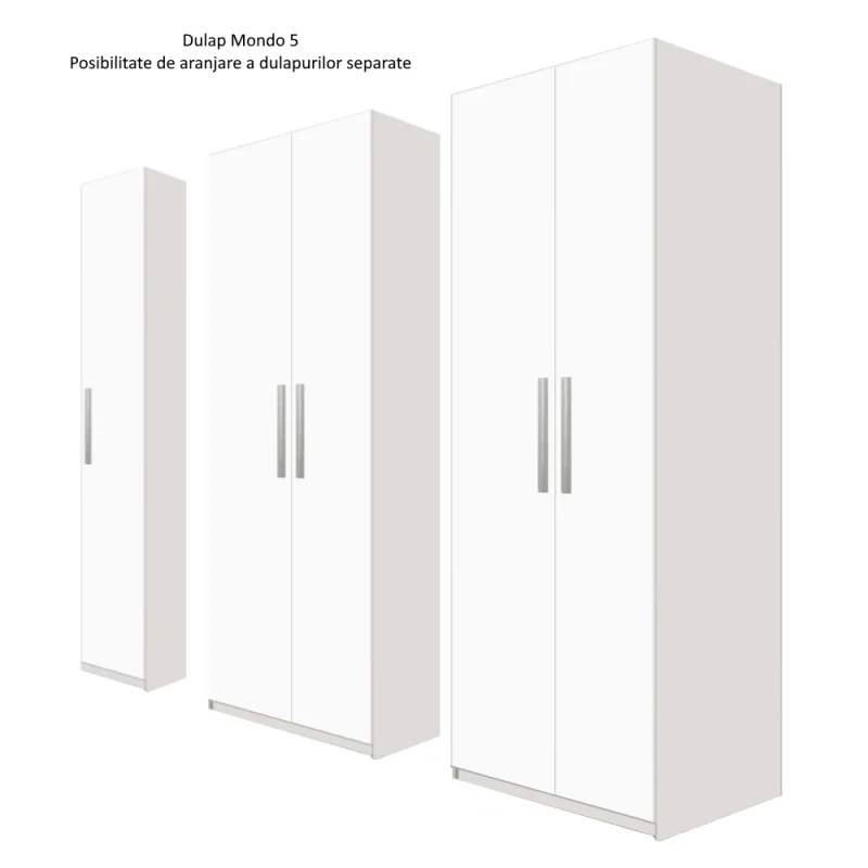 Dulap Mondo 5 Alb aranjare 1 dulap alb cu 8 polite si 2 bare de umerase