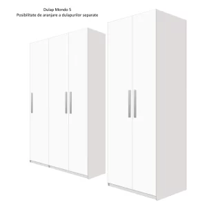 Dulap Mondo 5 Alb aranjare 2 dulap alb, 8 polite si 2 bare de umerase