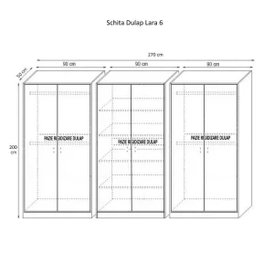 Dulap Lara 6 usi, Alb, L270xH200xA50 cm