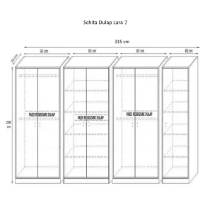 Dulap Lara 7 usi, Alb, L315xH200xA50 cm
