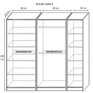 Schita dulap Lara Alb cu 5 usi schita dulap alb cu 5 usi