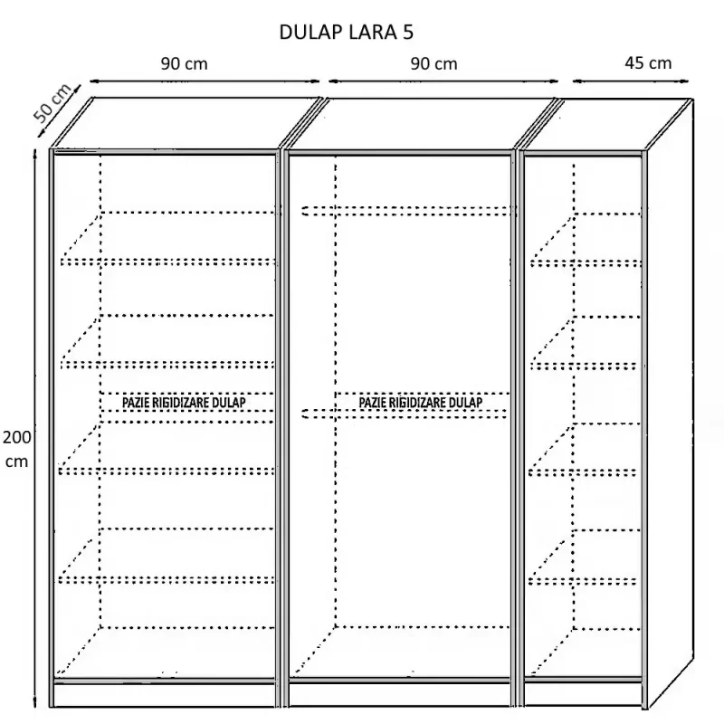 Schita dulap Lara Alb cu 5 usi schita dulap alb cu 5 usi