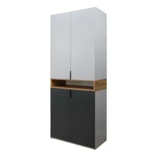 Dulap modular King 2r, Grafit/Gold/Gri, L 80 x H 240 x A 52 cm, balamale cu amortizor, PAL 18 mm