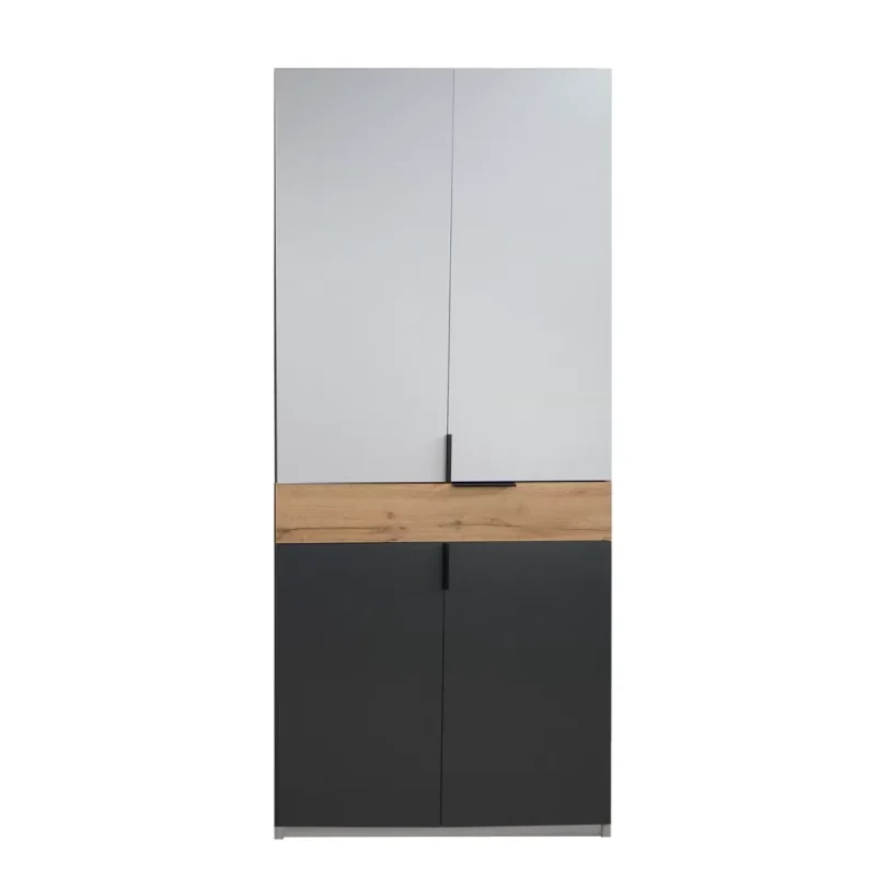 dulap cu sertar PAL Grafit Gold si Gri deschis cu 3 polite si 1 bara de haine