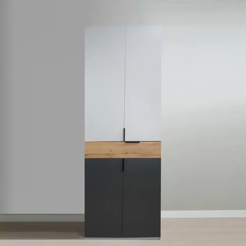 dulap modular cu sertar PAL Grafit Gold si Gri deschis cu 3 polite si 1 bara de haine