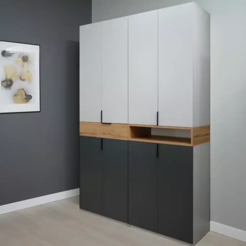 Dulap King 4r 1 Dulap King cu 4 usi si un sertar Grafit Stejar Gold Gri din PAL melaminat de 18 mm si cant ABS de 0.4 mm