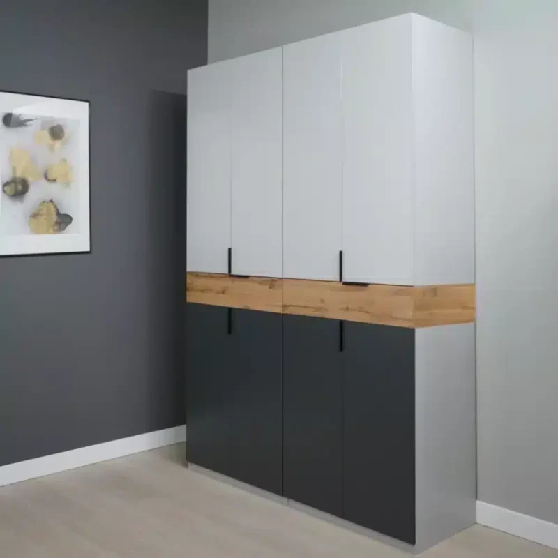 Dulap King 4s cu 2 sertare Grafit / Gold / Gri balamale soft close cu 2 sertare