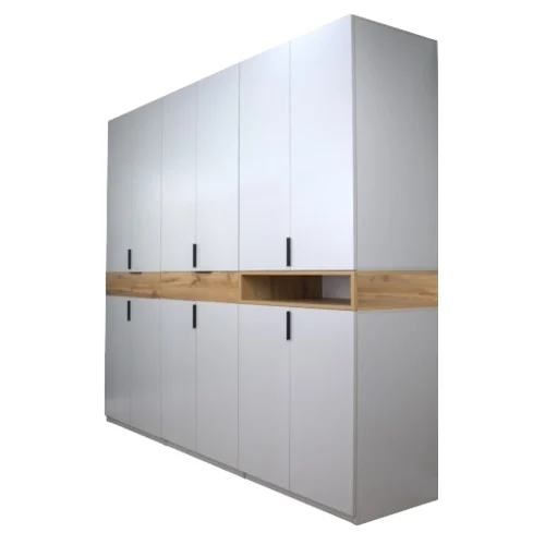 Dulap King 6r pp1orizontala dulap king 6r cu 2 sertare si un raft din PAL Gri si Stejar Gold