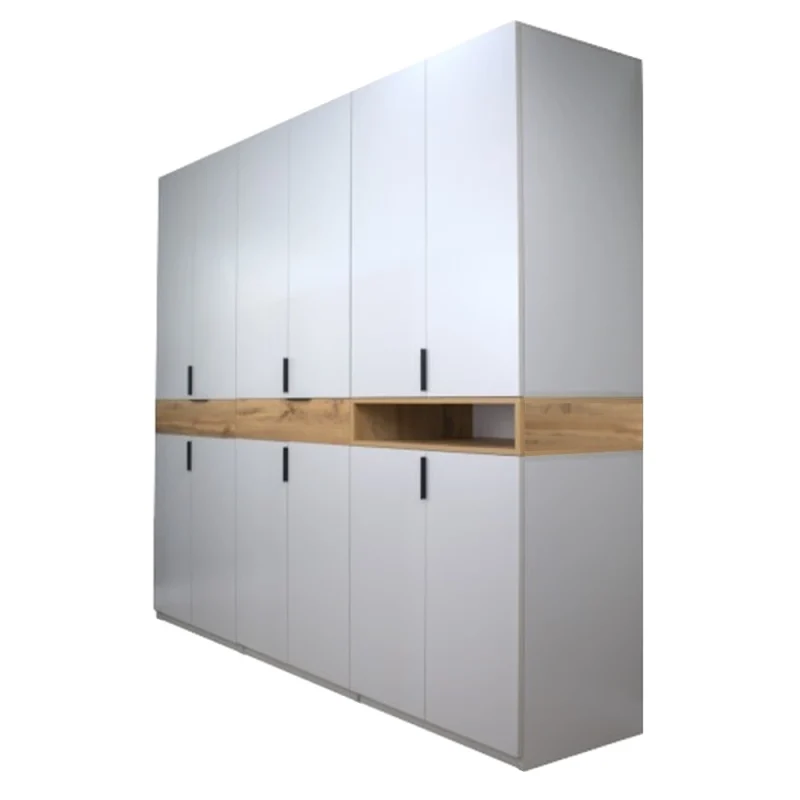 dulap king 6r cu 2 sertare si un raft din PAL Gri si Stejar Gold