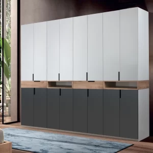 dulap king 8r PAL Gri Grafit Stejar Gold cu 2 sertare si 2 rafturi