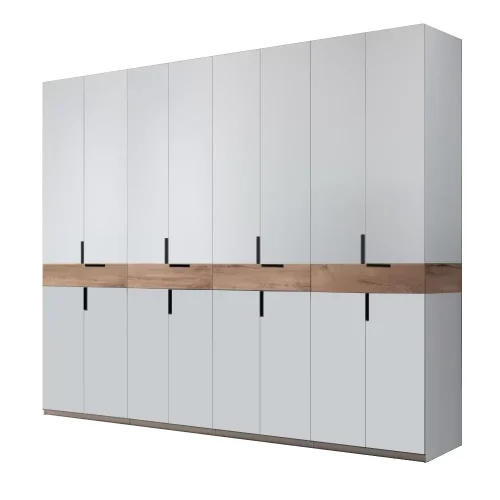 dulap King 8s cu 4 sertare din PAL Gri deschis si Stejar Gold