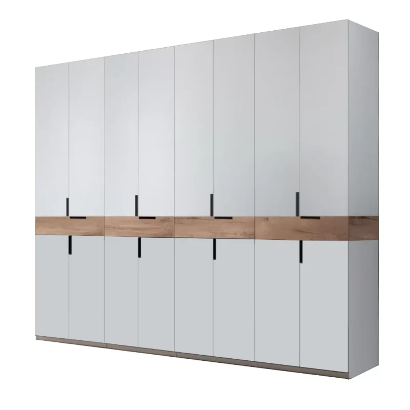 dulap King 8s cu 4 sertare din PAL Gri deschis si Stejar Gold