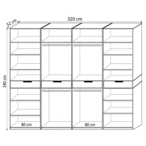 Dulap King 8s Grafit / Gold / Gri, L 320 x H 240 x A 50 cm, cu 4 sertare, Balamale Soft close si Glisiere Hafele, PAL 18 mm, Depozitare ampla, Compartimentare Flexibila