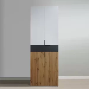 Dulap King 2s, Stejar Gold / Grafit, L 80 x H 240 cm, cu sertar, balamale cu amortizor