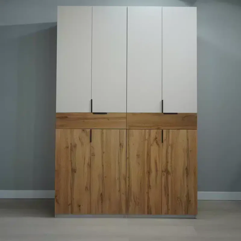 Dulap King Gold 4s 2 Dulap King 4s, Stejar Gold / Gri, cu 2 sertare, Balamale Soft close si Glisiere Hafele, PAL 18 mm, Depozitare ampla, Compartimentare Flexibila