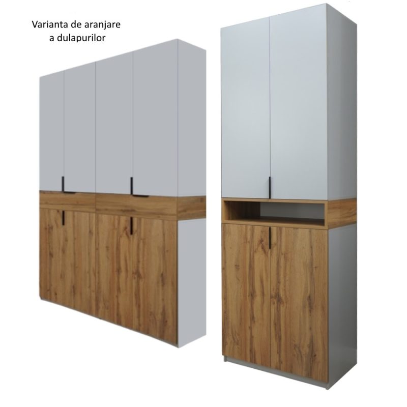 dulap king cu 2 sertare Stejar Gold / Gri varinata asezare