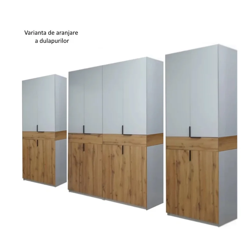 varianta aranjare dulap King 8s Stejar Gold si Gri