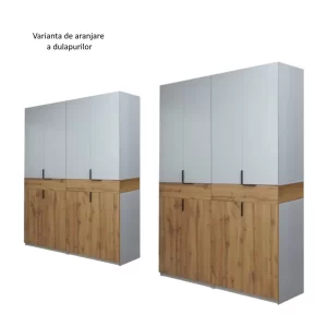 varianta aranjare dulap King 8s Stejar Gold si Gri