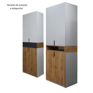 varianta de montaj dulap King 4r cu sertar si raft din PAL Stejar Gold Gri