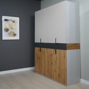 dulap cu 4 sertare din PAL 18 mm Stejar Gold Grafit Gri soft close