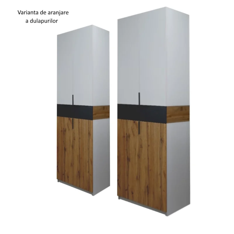 varianta asamblare dulap cu 4 sertare din PAL Stejar Gold Grafit Gri soft close