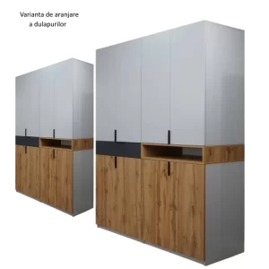 Dulap King Gold Grafit 8r 3 Dulap King 8r, Stejar Gold / Grafit / Gri, H 240 x L 320 x A 50 cm, cu 2 sertare si rafturi, Balamale Soft close si Glisiere Hafele, PAL 18 mm, Depozitare ampla, Compartimentare Flexibila