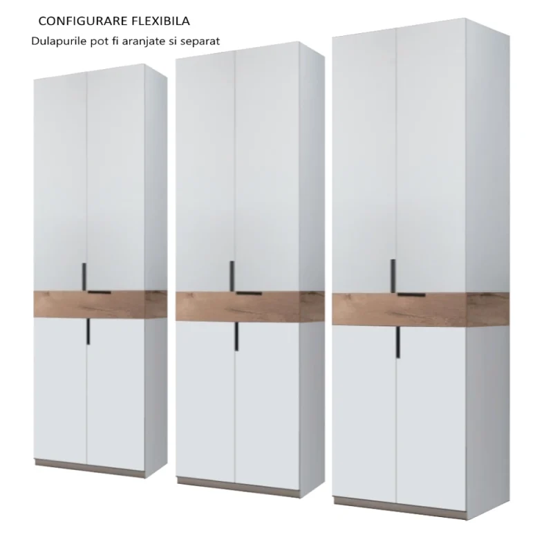 varianta montaj dulap king 6 usi 3 sertare din PAL Gri si Stejar Gold