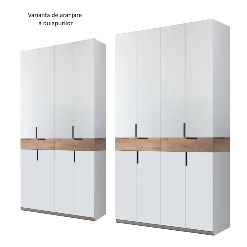 aranjare cate 2 dulap King 8s cu 4 sertare din PAL Gri deschis si Stejar Gold