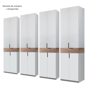 aranjare cate 4 dulap King 8s cu 4 sertare din PAL Gri deschis si Stejar Gold