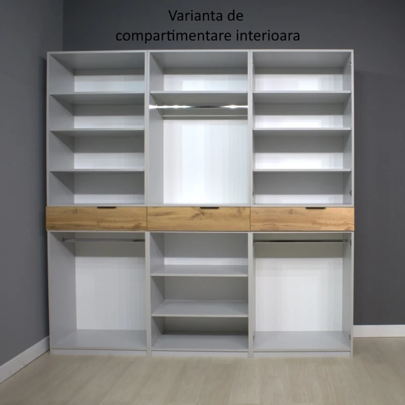 interior dulap King 6s cu 3 sertare Stejar Gold