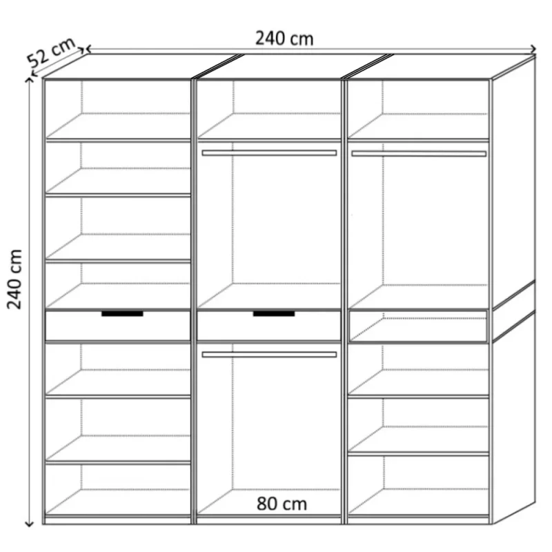 schita king 6r modalitate de aranjare polite si bare de haine