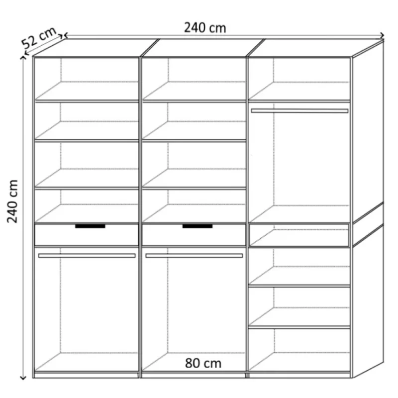 schita king 6r modalitate de aranjare polite si bare de haine