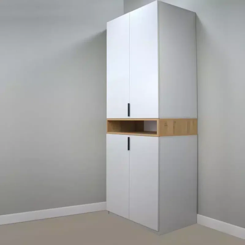 Dulap King 2r, Gri / Stejar Gold, H 240 cm, Balamale Soft close si Glisiere Hafele, PAL 18 mm, Depozitare ampla, Compartimentare Flexibila