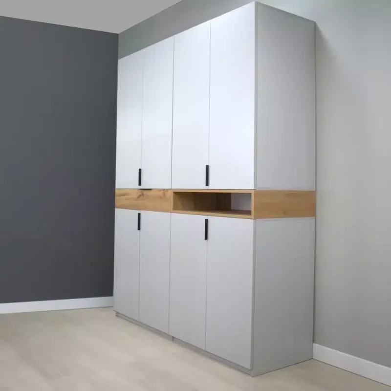 dulap cu sertar si raft King 4r din PAL Gri si Stejar Gold