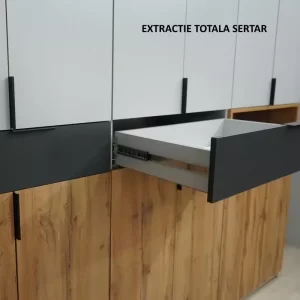 Dulap King 4s, Stejar Gold / Grafit / Gri, L 160 x H 240 x A 50 cm, cu 2 sertare, Balamale Soft close si Glisiere Hafele, PAL 18 mm, Depozitare ampla, Compartimentare Flexibila